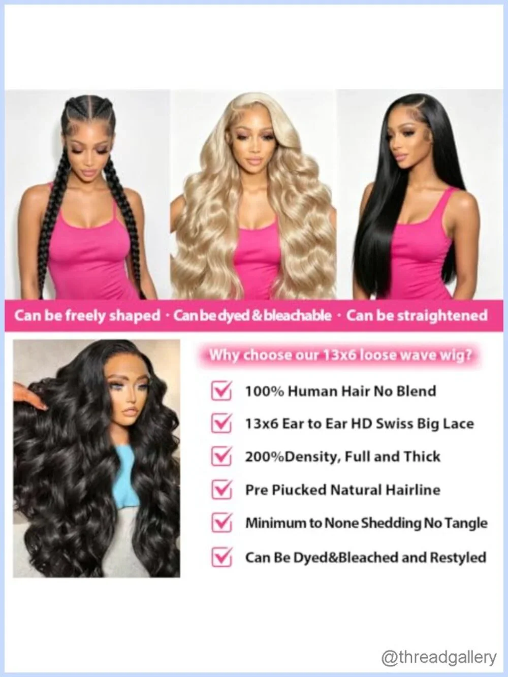 13x6 Lace Front Wig Human Hair Body Wave 22 inch